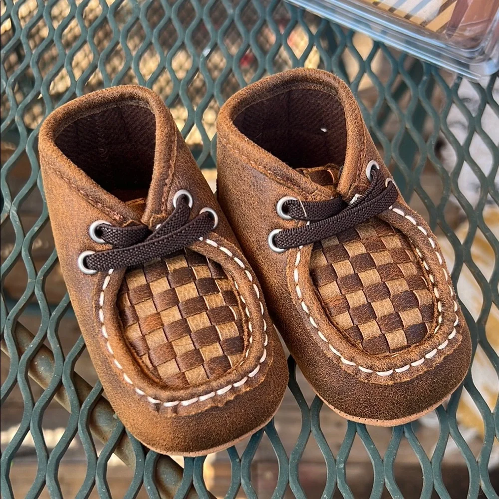 Twister Baby Buckers Brown Woven Moccasin-Style Kids Shoes